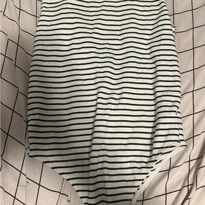 Dynamite Striped Sleeveless Bodysuit in White, Size M